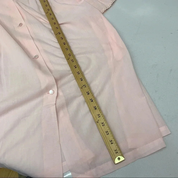 Intime  Nightgown Robe Small  Pastel Pink  Lace Embroidery Pockets Button Front - Picture 9 of 11